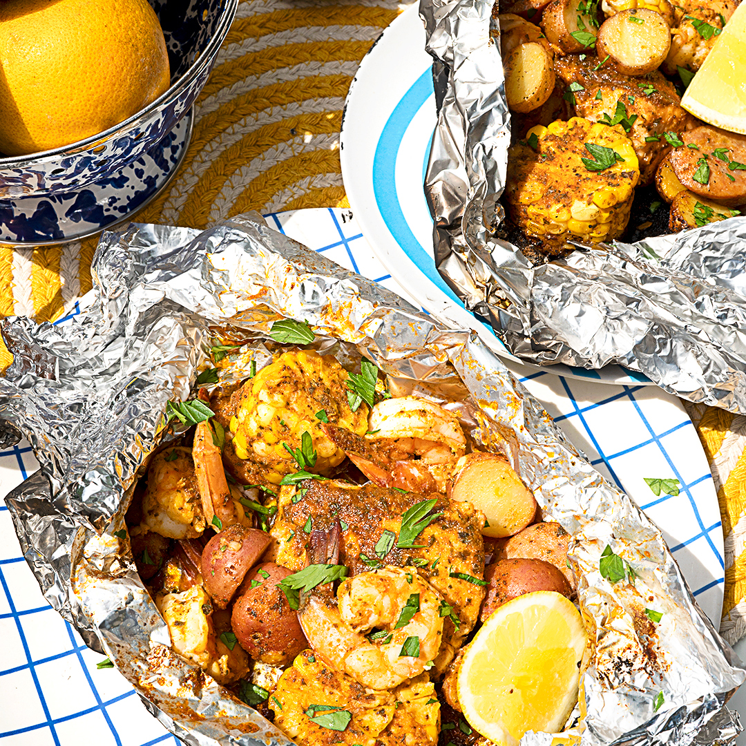 Seafood in foil clearance packets